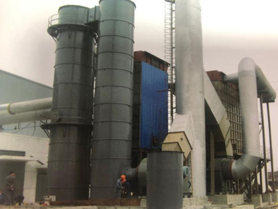 For a 100-ton boiler, the flue gas after dust removal enters the sulfur dioxide cyclone water curtain desulfurization tower